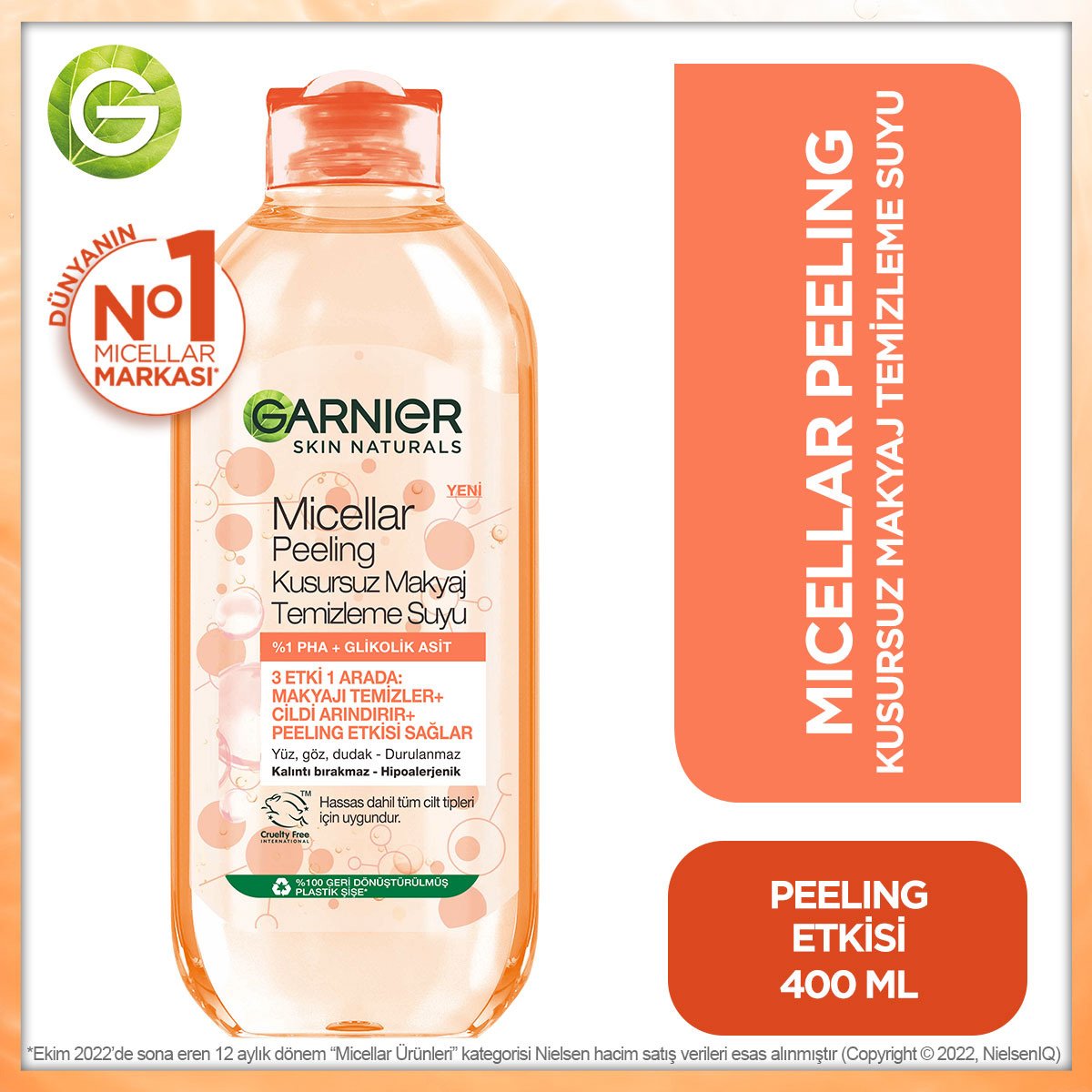 MICELLAR PEELING KUSURSUZ MAKYAJ TEMİZLEME SUYU