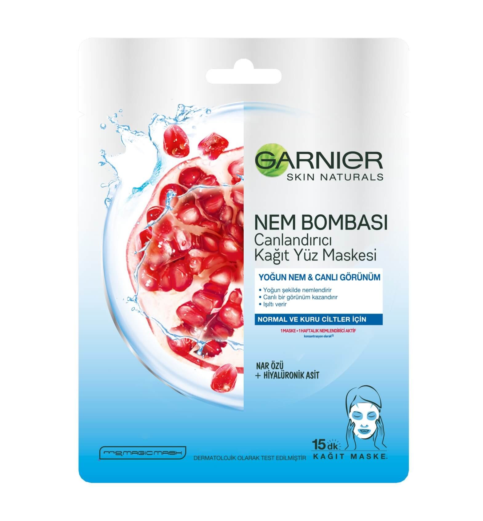 Garnier Nem Bombası Canlandırıcı Kağıt Yüz Maskesi Garnier